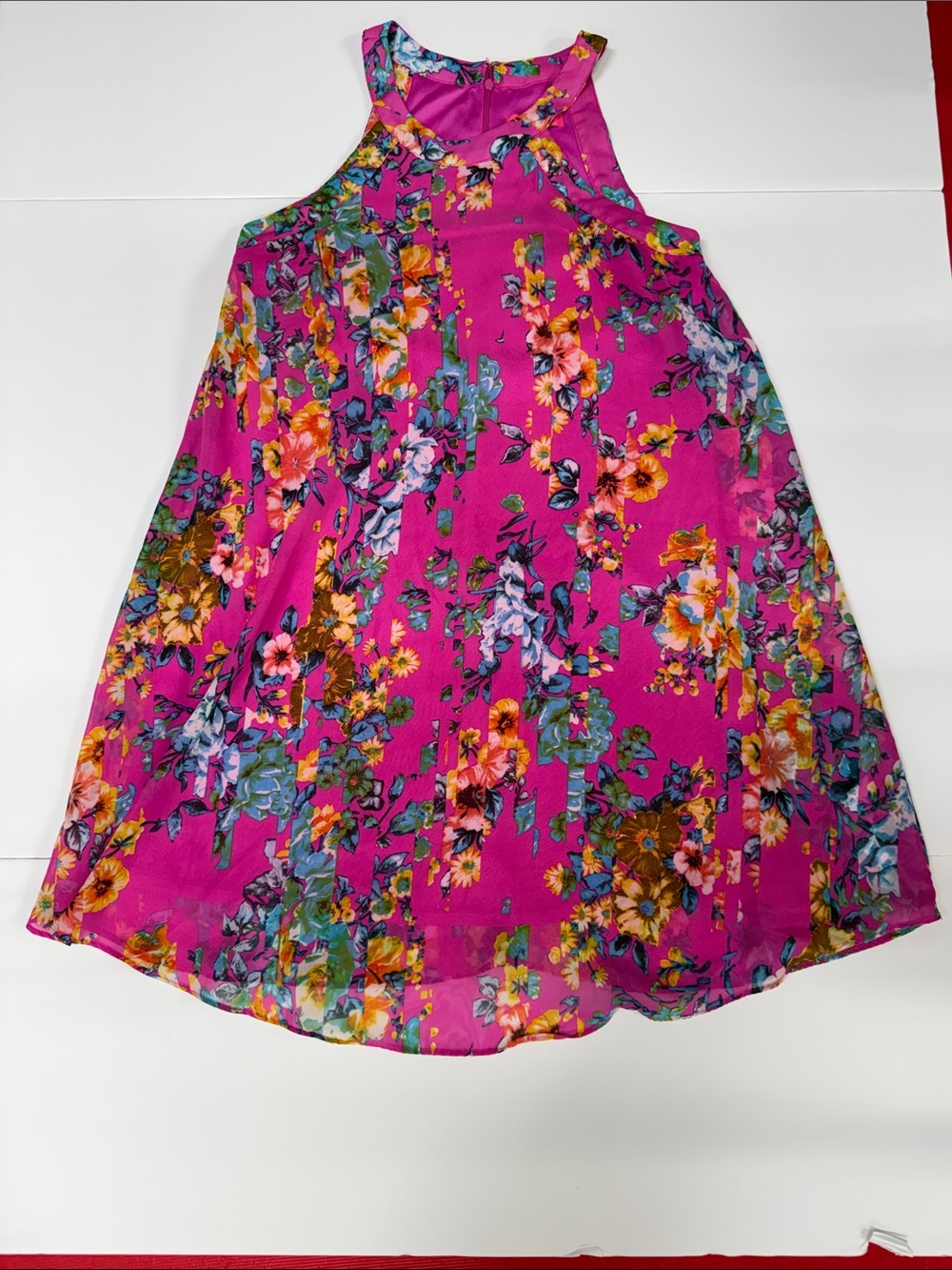 Betsey Johnson Bright Fuchsia Floral A-Line Dress